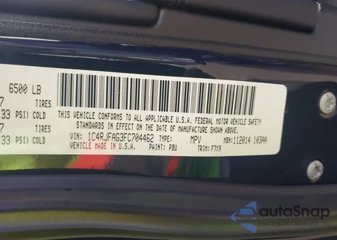 2015 Jeep Grand Cherokee Laredo from USA, damaged, VIN 1C4RJFAG3FC704462
